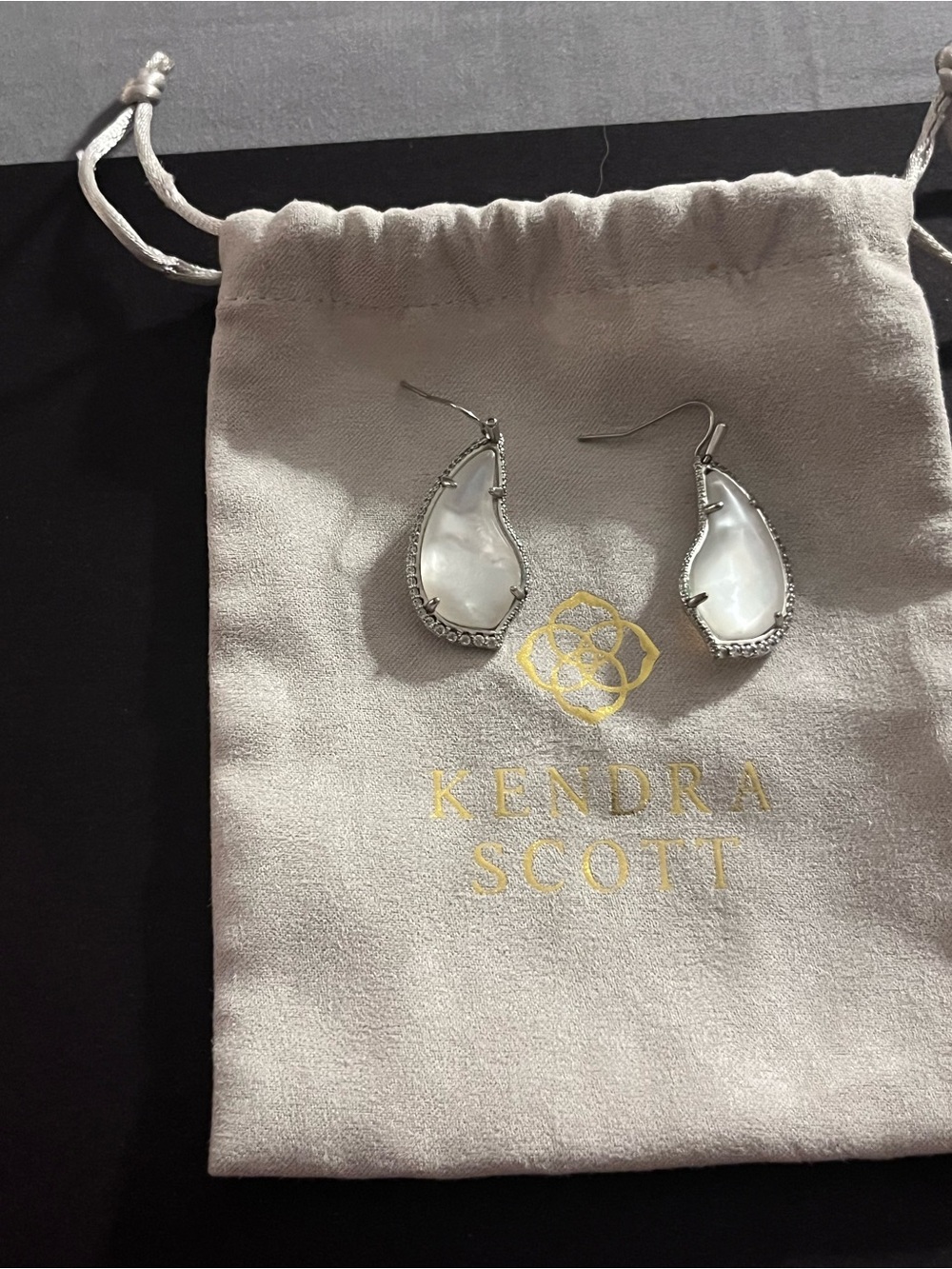 Kendra Scott white Teardrop Iridescent Drop Earrings